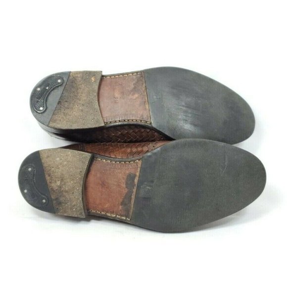 Mezlan Alicante Kiltie Tassel Woven Loafers Men's Size 9 Brown Leather - Picture 8 of 8